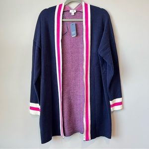 Navy and Hot Pink Crown & Ivy Varsity Cardigan Sweater | New with Tags | Small